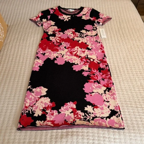 London Style Collection Sweater Dress in Black, Red & Pink SO CUTE - M NWT - Picture 8 of 8